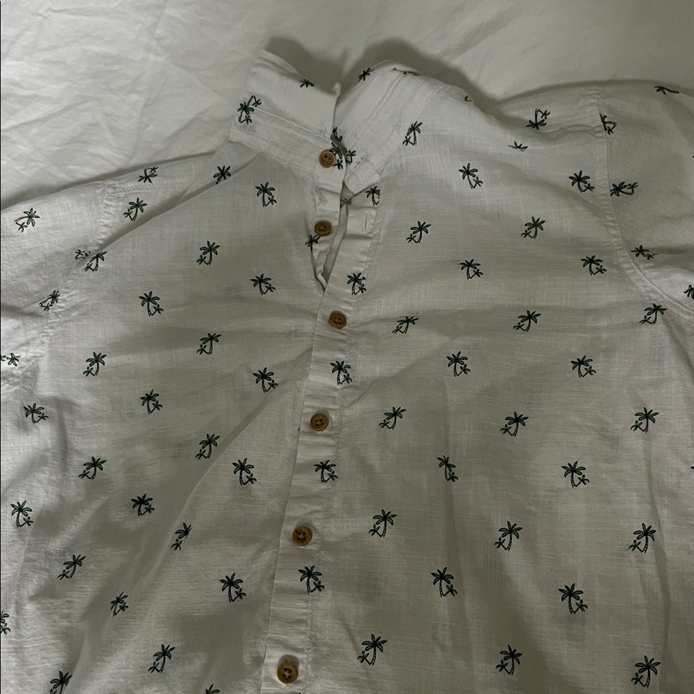 White Palm Tree Print Men's Shirt